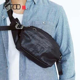 HBP AETOO Printemps et été Nouveau sac de poitrine en cuir de vachette petit sac de taille sac à dos pour hommes simple