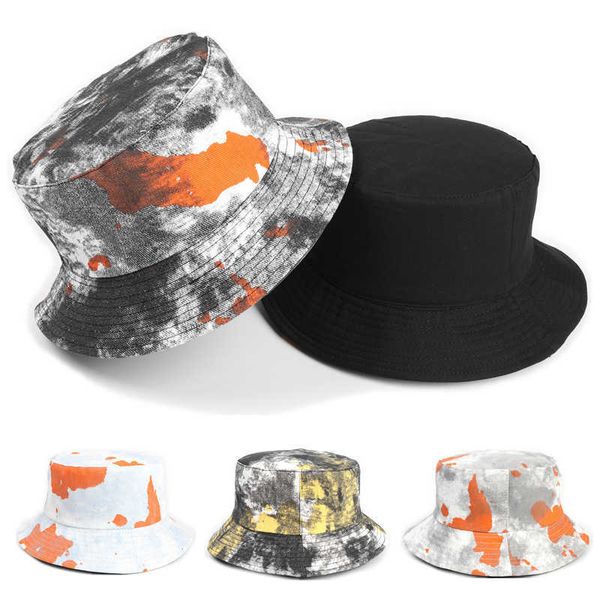 HBP American Wide European Brim Hats New Style Tie-dye Double face pêcheur extérieur de la Sun Sun Men Femmes Couleur Modèle Bélleur P230327