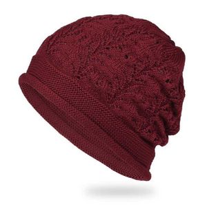 HBP herfst en winter nieuwe nieuwe single-layer gebreide mesh wol dames warmte pullover vereenvoudigde hoofdband hoed kruis grens groothandel