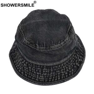 HBP Black Wide Brim Hats Douches Mile Mile Bucket Damesendenim Solid Vintage Fisherman Hat Koreaanse unisex Spring Summer Travel Hiking Cap P230327