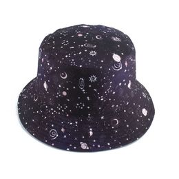 HBP Brim 2021 NOUVEAUX chapeaux de seau à mode large galaxie imprimé réversible pêcheur unisexe haruku hip hop cap Gorro extérieur panama soleil p230311