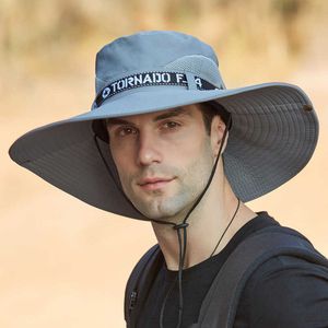 HBP -randmutsen voor mannen brede buitenvissen zonnebrand sunshade emmer hoed mannelijke mode ademende vocht wicking sunhat big eafe visser cap e51 p230327