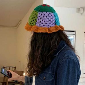HBP Brim Hats New printemps largeur automne-automne version coréenne du pêcheur tricoté de couleur Hat de pêcheur à la main