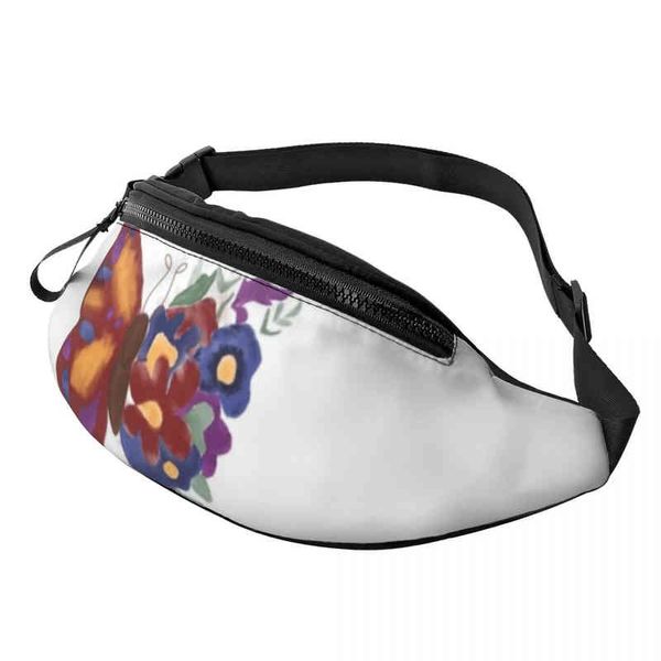 HBP Butterflower Riñonera Mariposa Floral Pesca Paquete de cintura femenina Bolsa con estampado de poliéster 220809