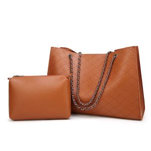 HBP samengestelde tas messenger bag handtas portemonnee nieuwe designer tas hoge kwaliteit mode twee in één geribbelde geruite ketting fijn