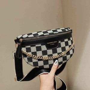HBP Crossbody Bag Dambord Plaid Pattern Fanny Packs For Women Fashionable Chain Taille Female Packaging Ladies Wide Band 220727