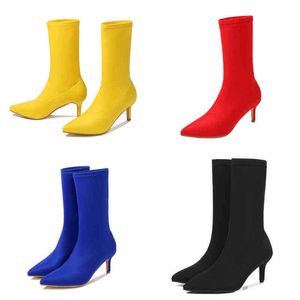 HBP Designer Boots Nieuwe modepunty Suede Candy Set voet solide dunne hiel multi color vrouwen 220816