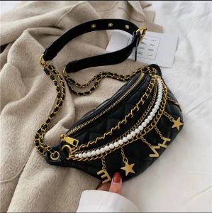 HBP Designer Luxury Cross Body Messenger bag para mujer Riñonera de moda de alta calidad Bolsos de hombro de cuero suave Bolsos Diamond Lattice Beads cadena de metal