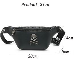 HBP Designer Sac de taille pour hommes Bumbag Fanny Pacak Mihaivin Rock Skull Sacs à bandoulière Sac de ceinture Rivet Sac de poitrine Sac de taille de luxe Sac femme Punk en cuir noir Hommes Bum Sacs Dicky