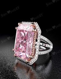 HBP mode luxe tempérament droit lady039s grand carré bague ROSE griffe incrustée de diamant séparation de couleur électrique 7570741