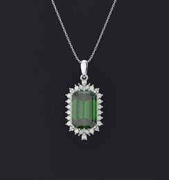 HBP Fashion Shi Pei Imitation Emerald Pendant Women039S Square Zircon 10 14 Tide Copled Plated Platinum Collier312L1015217
