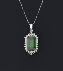 HBP mode Shi Pei imitatie Emerald Hanger dames039s Vierkante zirkoon 10 14 tij verkoperd platina ketting312L1871188