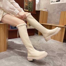 HBP Fashions women Boots leather Long Boots women's knee length new autumn and winter Korean version back zipper thigh high heel thick heels soles woman shoes