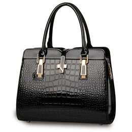 HBP sacs à main sacs à main nouveau motif crocodile femmes sacs à bandoulière sac à main en cuir pu couleur noire