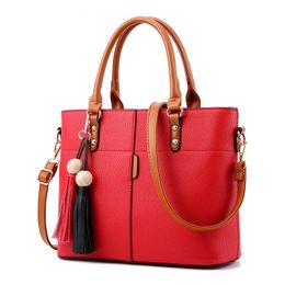 HBP Handtassen Dames Schouder Crossbody Bag Vrouwelijke Casual Grote Bakken Tassen Hoge Kwaliteit Kunstleer Rood