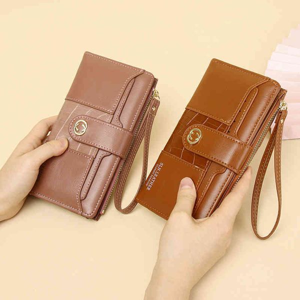 HBP High End Women's Long Wallet PU Multi Card Multi-Funcional Bolsa de tres pliegues Billet de cierre personalizado 220817