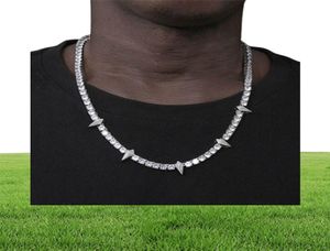 HBP Iced Out Bling 5A tennisketen Spike Charm ketting Hip Hop Rock Punk Cool Men Bling sieraden Hoge kwaliteit 2207208548863