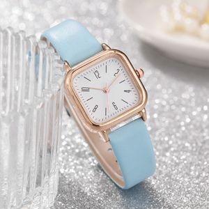 HBP Luxury Women Regardez Rose Gold Square Bezel Casual Wristwatch Easy Lire Digital DICK LADES Business Watchs en cuir STRAP