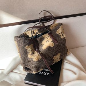 HBP LuxeFlash Dames Pluche Tote Tas Kawaii Designers Bear Nieuwe Mode Dames Handtassen Schouder Casual White Bags Cute Gift voor Kid Sister
