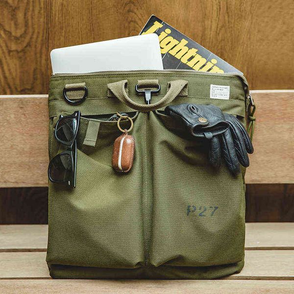 HBP Madden Tooling Helmet Canvas Messenger Un hombro Gran capacidad Tablet Computer Bolso Hombres 220806