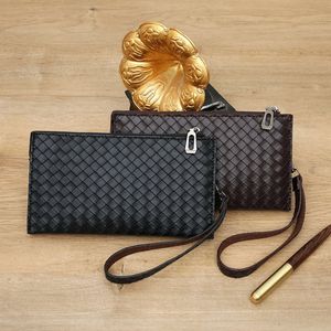 HBP Cartera para Hombre Bolso Largo de Moda Cartera para Hombre con Cremallera Tejida Fina y Juvenil