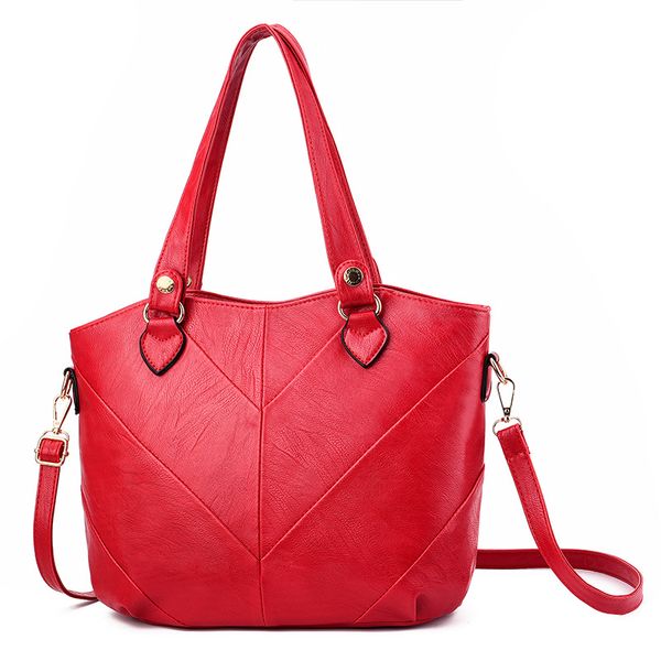 Hbp Michael Tom moda mujer bolsos borla Pu cuero Totes bolso Tophandle bordado bandolera bolso de hombro señora bolsos de mano rojo