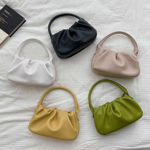 HBP Non-Brand 2024 Factory Outlet Nueva tendencia de moda coreana Bolso de hombro para mujer Cadena inclinada Plisada Caramelo Pu Bolsos de color de cuero