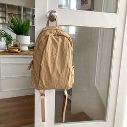 HBP Non-Brand 2024 Hot Wholesale Cream Student Sackepack Lightweight Simple Fashion Girls Grand capacité Nylon Material Schoolbag