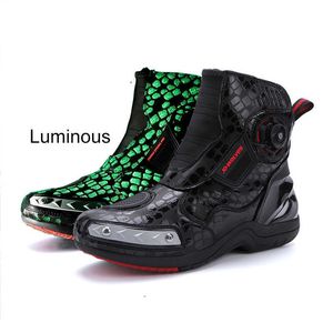 HBP Non-Brand 2024 Zapatos de Carreras de Motos Botas de Motocross Impermeables para Montar Moto Deportiva Negra Luminosa para Hombres Motociclista