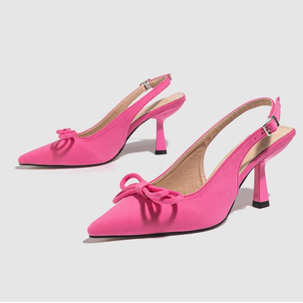 HBP Non-Brand Bow Luxury Escarpins Femme Sling Back Hot Pink Zapatos Tacones altos de lujo para mujer