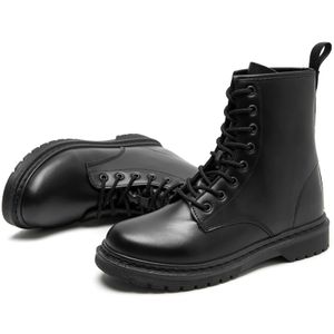 HBP Botas cortas de tacón alto para mujer, botines de cuero para zapatos con punta en punta, PVC negro de calidad, no estrenar