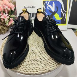 HBP Chaussures habillées richelieu sans marque Oxfords à lacets chaussures de mariage confortables en cuir verni pour hommes