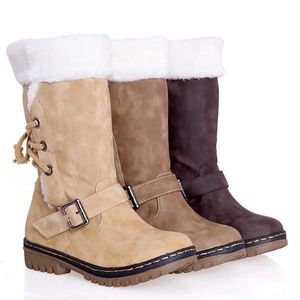 HBP Botas de nieve de gran tamaño, baratas, al por mayor, de alta calidad, sin marca, además de botas de terciopelo para mujer, zapatos cálidos y antideslizantes para mujer, botas informales