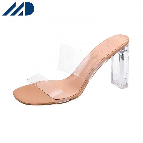 HBP – sandales à talons en cristal sans marque, chaussures d'été transparentes pour l'extérieur, vente en gros, pour femmes, plateforme en caoutchouc PU, chaussures d'été