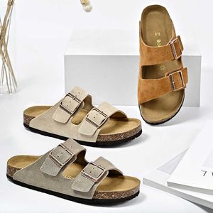 HBP Non-Brand Custom hoge kwaliteit sandaal Echt leer Kurk Zomer ademende comfortabele pantoffels voor dames