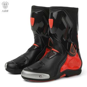 HBP Zapatos de moto profesionales personalizados sin marca Break Biker Fabricantes de cuero para montar a prueba de agua Botas de motocicleta para hombres