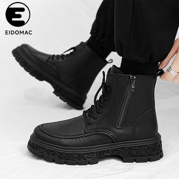 HBP Estilo de diseño sin marca Edición limitada Patrón retro para hombre Suela especial Botas con cremallera Botas de tobillo Caballo de cuero Otras botas de cuero casuales