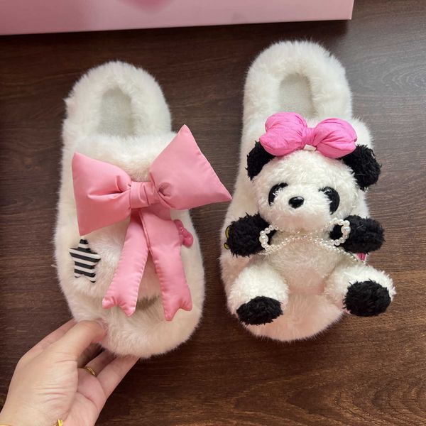 HBP Non-Brand DIY Doll Dibujos Animados Mujer Suela Gruesa Felpa Zapatillas al Aire Libre Pieles de Animales Interior Navidad Zapatillas de casa peludas para Mujer