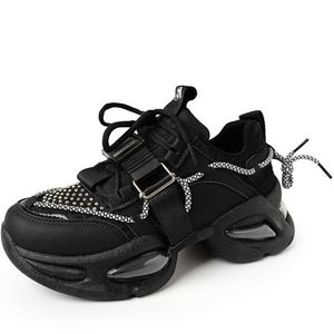 Hbp non brands dropshipping personnalisé chunky plateforme baskets dames mode mode confortable chaussures noires pour filles femme