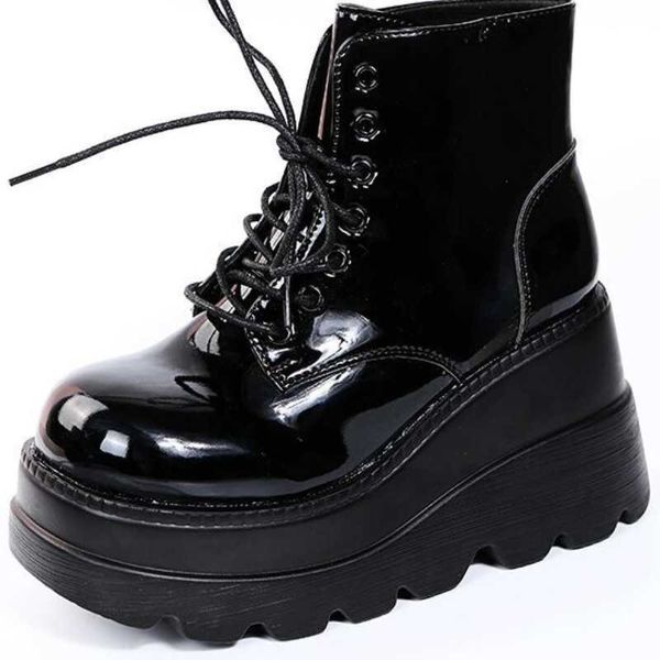 HBP HBP non brand Dropshipping Custom Fashion Design Black Gothic Style Boots Women Shoes Platform Corporège Casual Ankle Boots