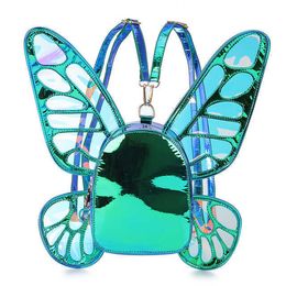HBP HBP Fashion Fashion Womens Laser Mini sac à dos Butterfly Angel Wings Pack For Girls Travel Casual Daypack School Sac Holographic Le cuir