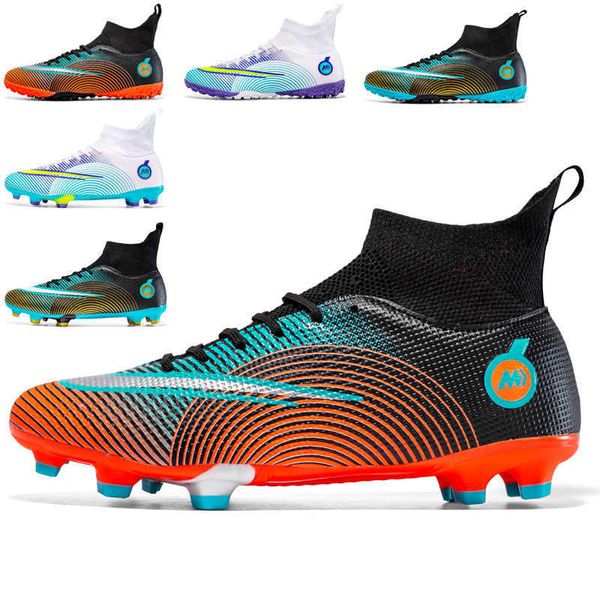 HBP Zapatos de fútbol sin Marca Top para Hombre Cristiano Ronaldo AG Spikes Césped Artificial Estudiantes Adolescentes Zapatos de Entrenamiento Niños PU Zapatos de Invierno Goma