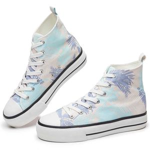 HBP Zapatos de lona personalizados informales para mujer, gran oferta, sin marca, con cordones, estampado azul, de moda para