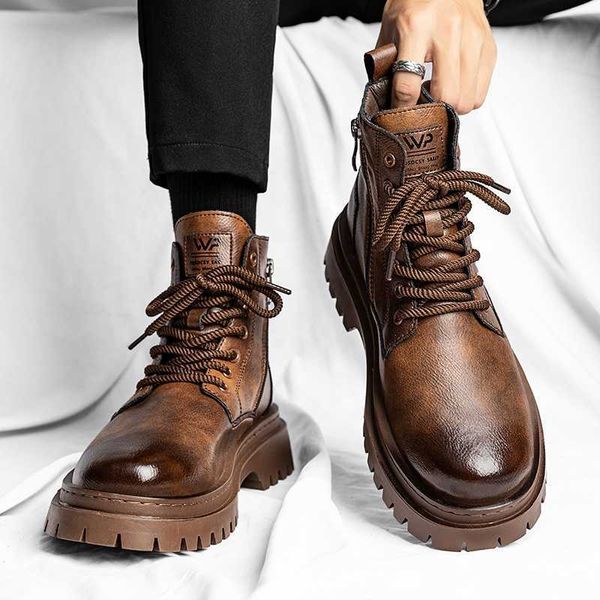 HBP Non-Brand Jinbeile Botas de Invierno de Alta Calidad para Hombres Zapatos de Moda Informales al Aire Libre Botas para Hombres al por Mayor Zapatos Botas de Vestir de Cuero para Hombres
