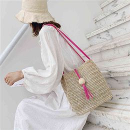 HBP Non-Brand Koreaanse officiële website dezelfde emmer enkele schouderstroop zomer houten bal Tassel Cross Bag Sport.0018