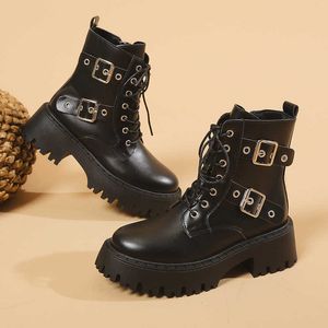 HBP Non-Merk Dame Laarzen Schoenen Dikke Hak Casual Enkel Botas Mujer Plus Maat 43 Platform Schoenen Mode Laarzen Dames Laarzen Herfst