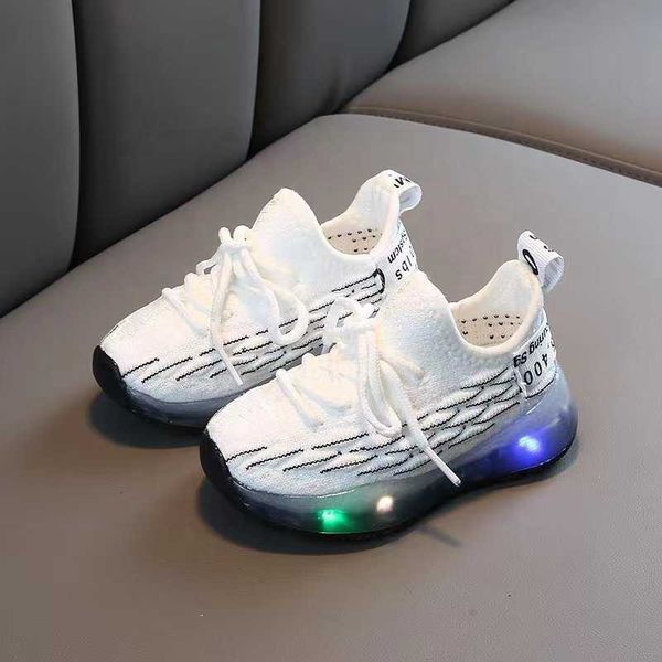 HBP Non-Brand Zapatos livianos para niños pequeños Antideslizantes Fondo Suave Flyweaving LED con Zapatillas Ligeras Zapatos Casuales de Moda para niñas