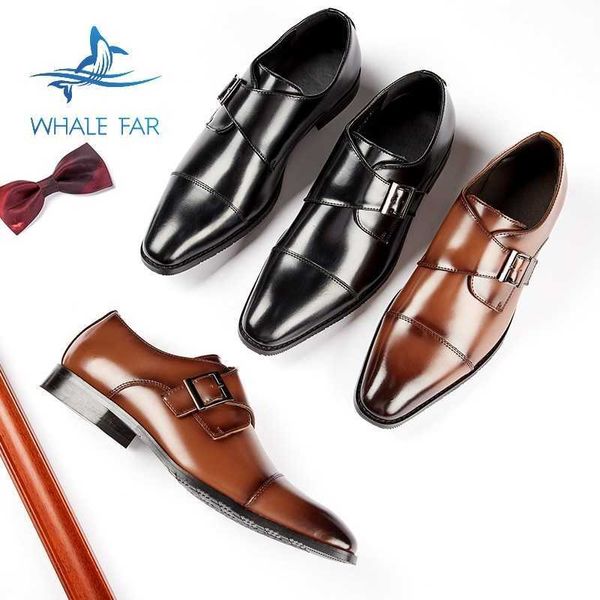 HBP Non-Brand Zapatos de Monje con Correa de Vestir Formales Informales de Cuero Genuino para Oficina de Negocios y Bodas para Hombre, de Lujo, con Estilo, Negros