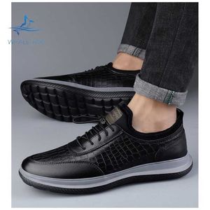 HBP Niet-merkfabrikant Comfortabele PU platte sneakers zwart grijze hardloopschoenen voor heren