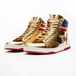 HBP Non-Brand New Custom Men Shoes Trumps Never Surrender Gold High Top Sneakers Designer Style de marche Fabricant de chaussures de personnalisation complète